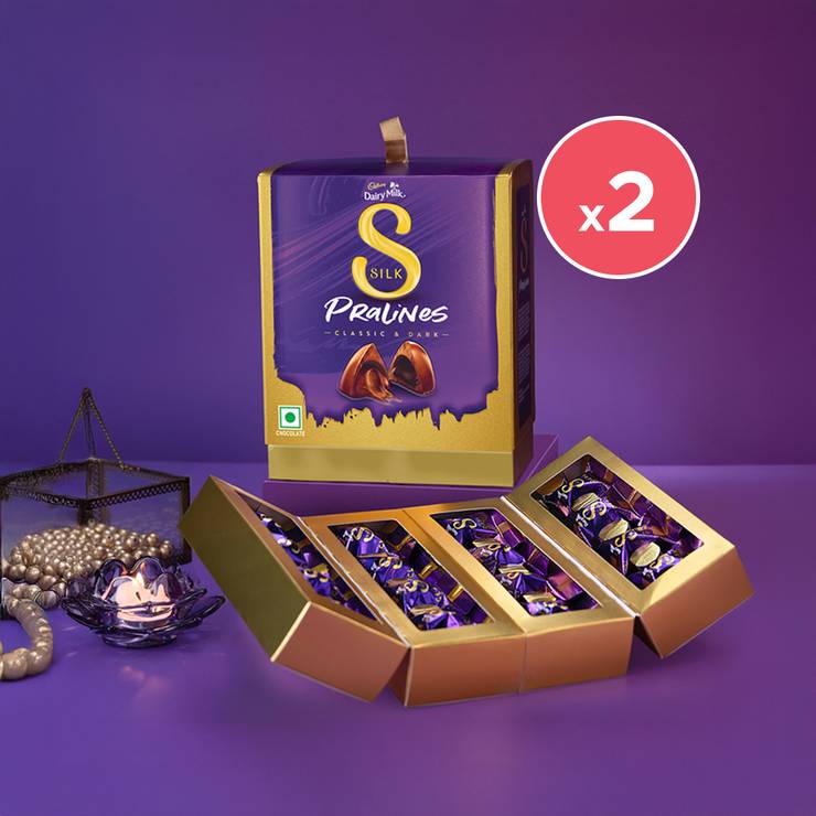 Cadbury Dairy Milk Silk Pralines Chocolate Gift Pack – Pack of 2 – 2 x 176 g
