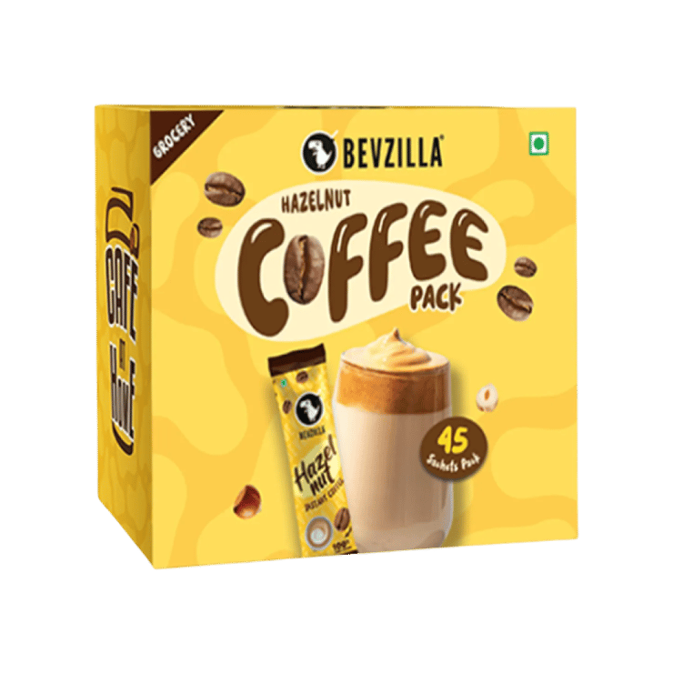 Bevzilla Hazelnut Flavoured Instant Coffee Sachets – 45 x 2 g
