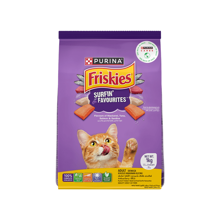 Purina Friskies Surfin Favourites Adult Dry Cat Food – 1 kg