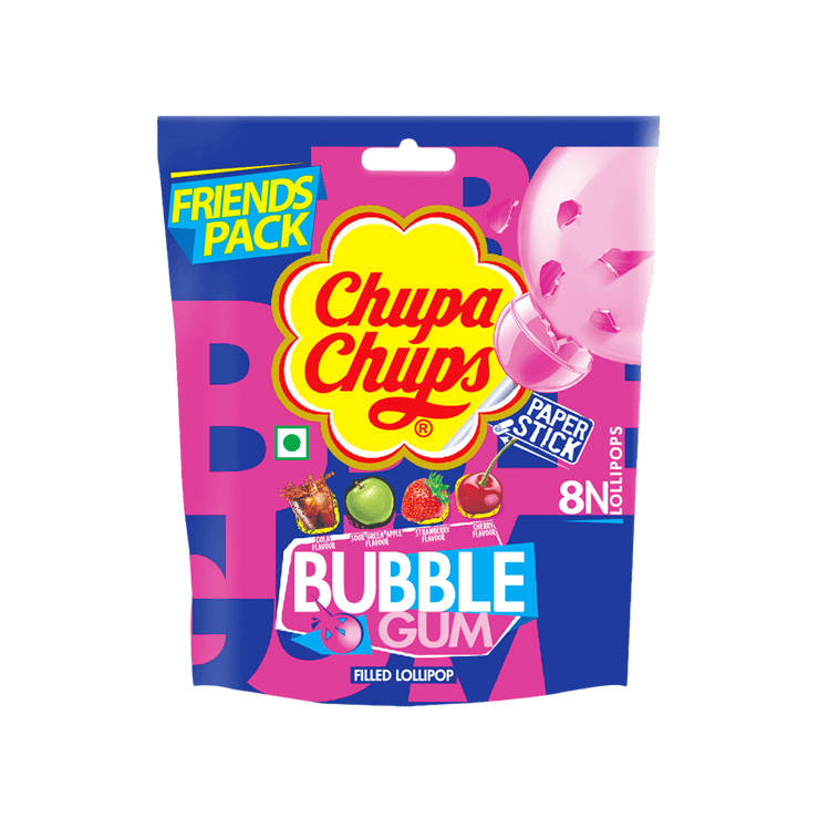 Chupa Chups Bubble Gum Lollipop (Friends Pack) – 88 g