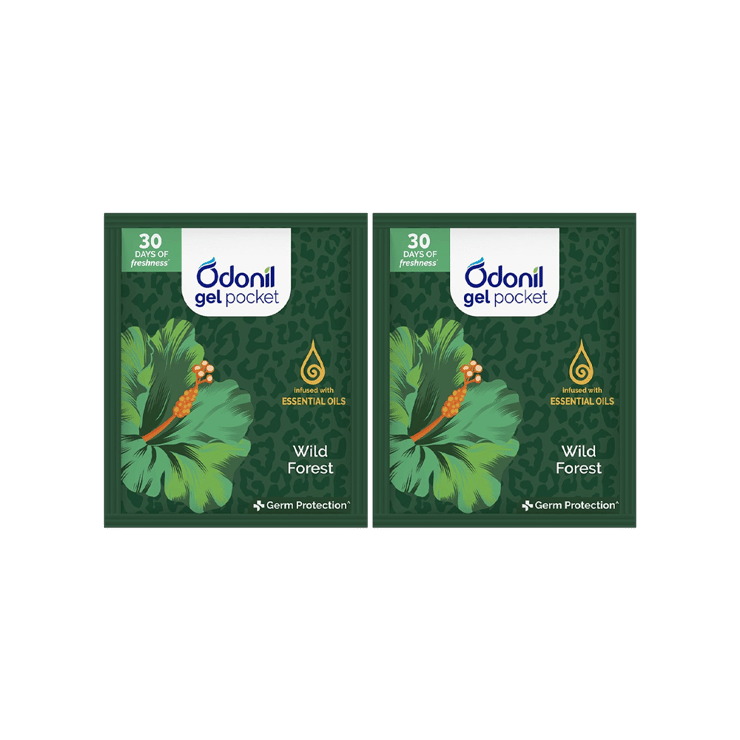 Odonil Gel Pocket Wild Forest Air Freshener (Wild Forest) – Pack of 2 – 2 x 10 g