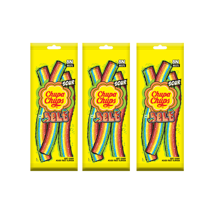 Chupa Chups Sour Belt Mixed Fruit Candy – Pack of 3 – 3 x 57.6 g