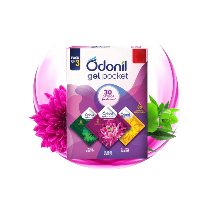 Odonil Gel Pocket Mix Air Freshener (Assorted) – 1 pack (3 x 10 g)