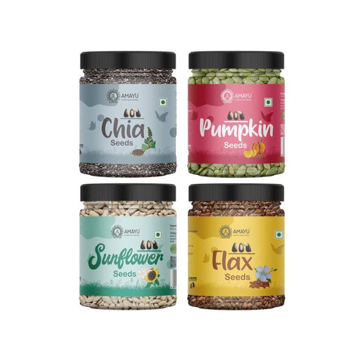 AMAYU Super Seeds Combo (Chia, Pumpkin, Sunflower & Flax) – 800 g (4 x 200 g)