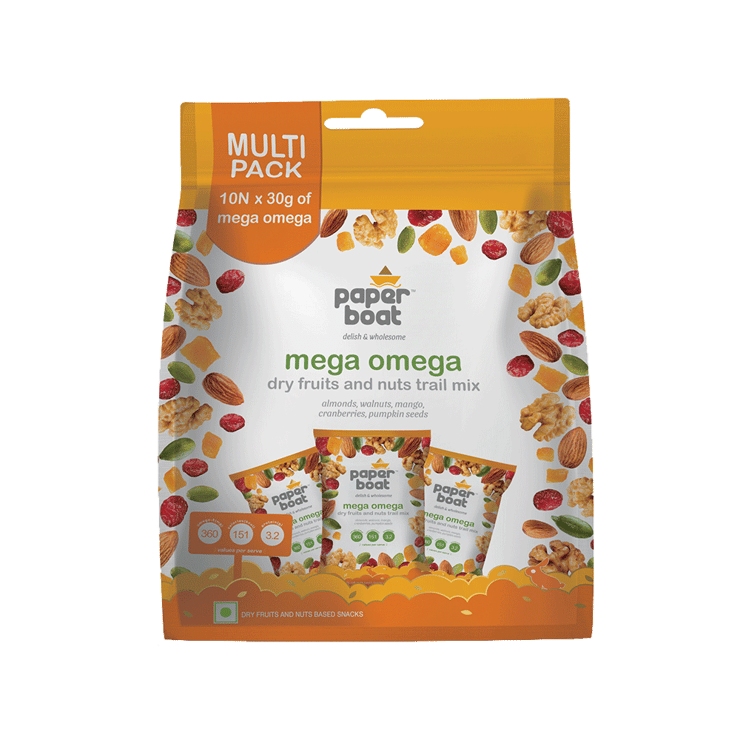 paper boat Mega Omega Dry Fruit Trail Mix – 10 x 30 g