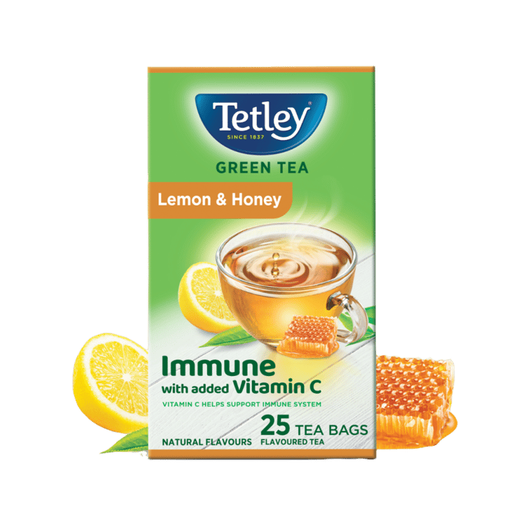 Tetley Lemon & Honey Green Tea Bags – 25 pieces