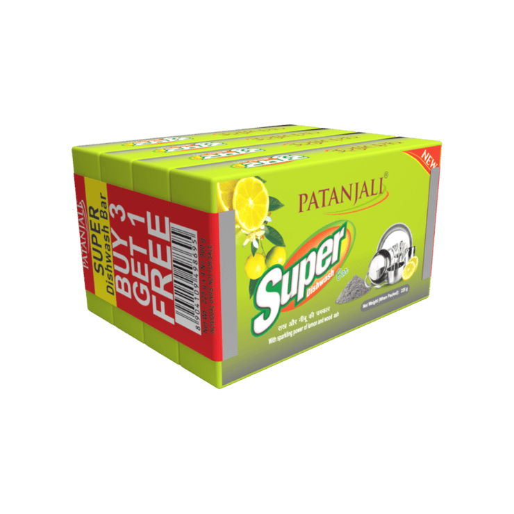 Patanjali Super Dishwash Bar – Buy 3 Get 1 Free – 4 x 225 g