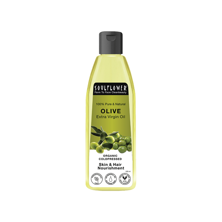 Soulflower Organic Olive Oil, Extra Virgin for Hair and Skin – 120 ml