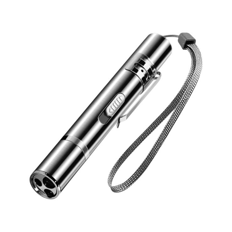 Foodie Puppies 3 in 1 USB Laser Pointer Cat Teasing Laser Pointer with 5 Adjustable Patterns (Silver) – 1 unit