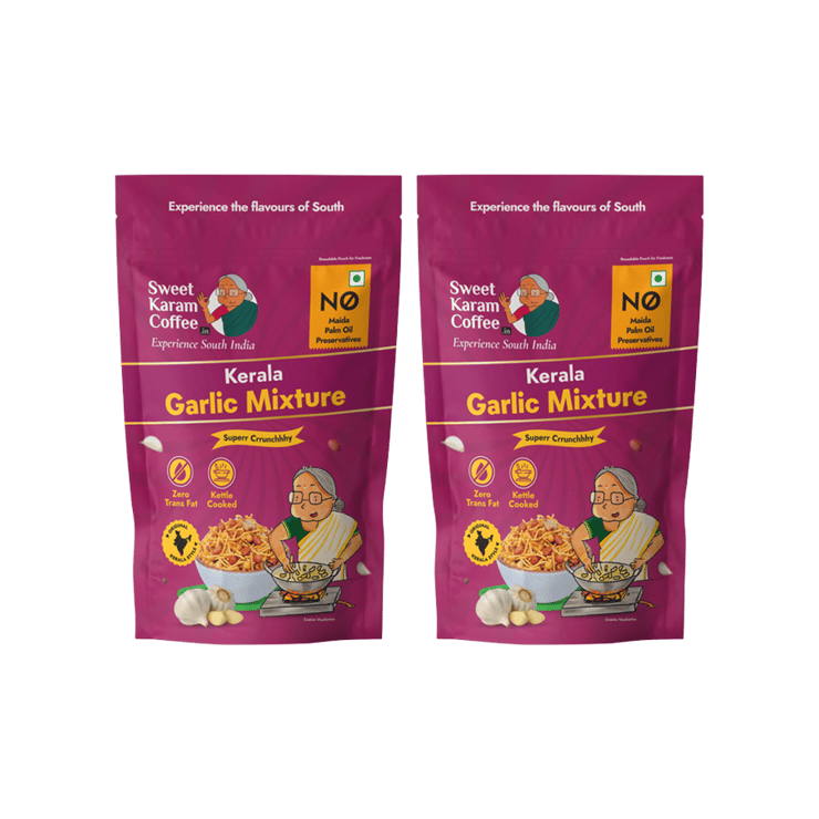 Sweet Karam Coffee Kerala Garlic Mixture Namkeen – Pack of 2 – 2 x 95 g
