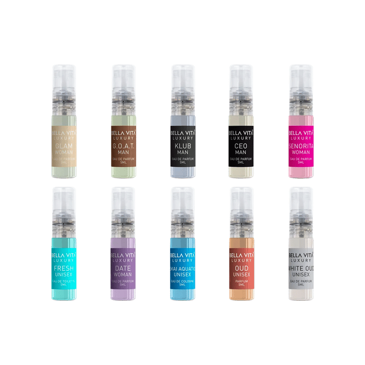 Bella Vita Organic Luxury Trial Unisex Perfume Gift Set – 10 x 5 ml