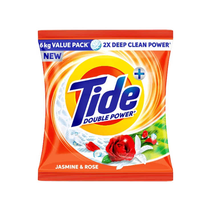 Tide Double Power Detergent Powder (Jasmine & Rose) – 5 kg + 1 kg