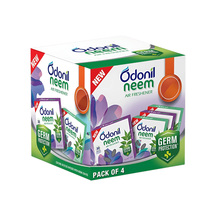 Odonil Neem Block Air Freshener – Pack of 4 (Assorted) – 4 x 48 g