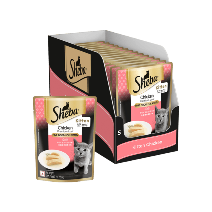 Sheba Kitten Wet Kitten Food (Chicken Premium Loaf) – 980 g (14 x 70 g)
