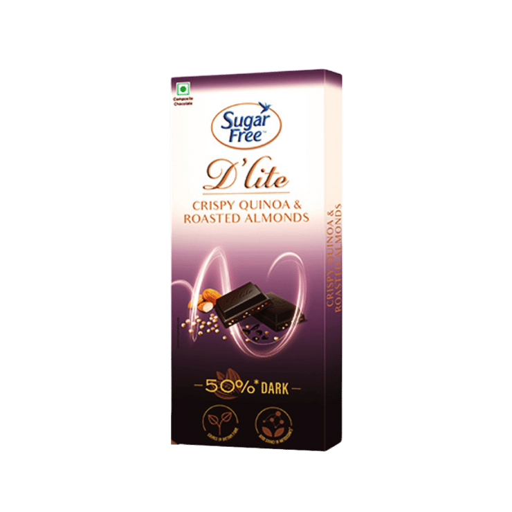 Sugar Free D’Lite Dark Chocolate Bar (Dark Crispy Quinoa & Roasted Almonds) – 40 g