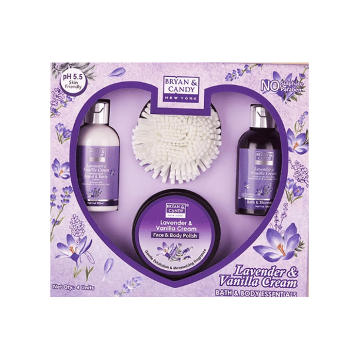 BRYAN & CANDY Lavender & Vanilla Cream Bath & Body Essential Gift Set – 1 set