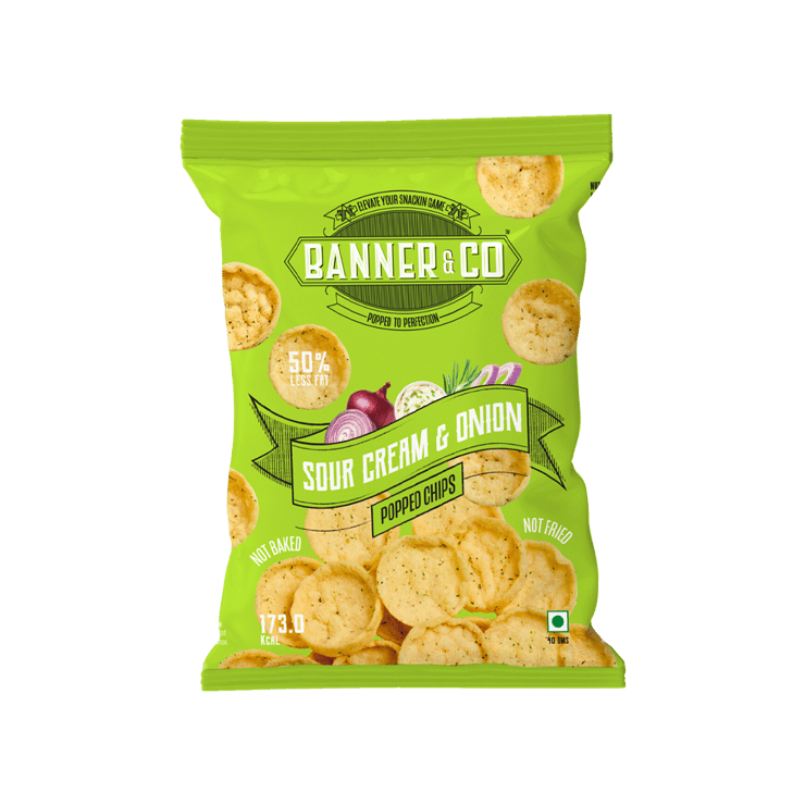 Banner & Co Sour Cream & Onion Popped Chips – 40 g