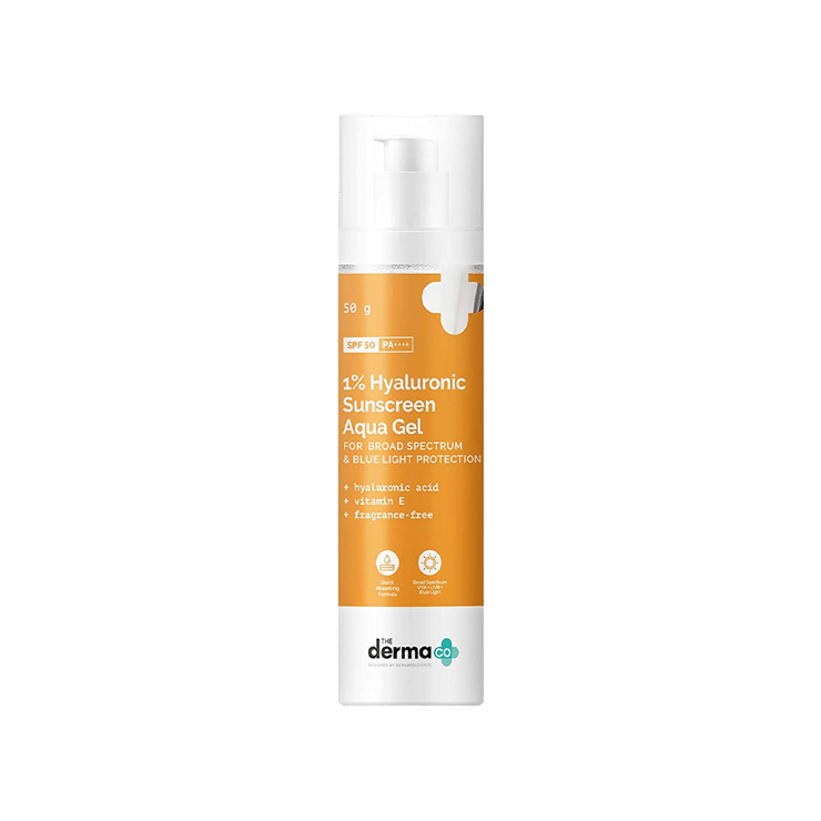 The Derma Co 1% Hyaluronic Sunscreen Gel Aqua (50 g) (SPF 50 PA++++) – 50 g