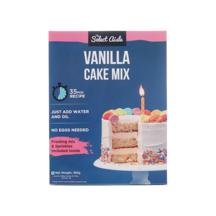 The Select Aisle Eggless Vanilla Cake Mix with Frosting mix and Sprinkles – 365 g