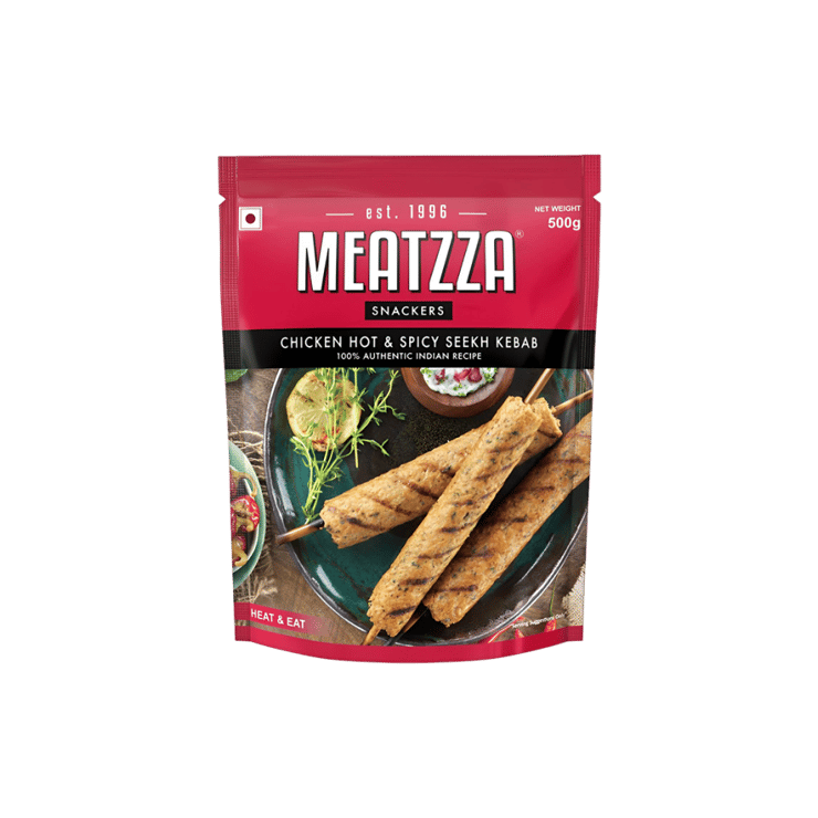 Meatzza Hot & Spicy Chicken Seekh Kebab (Frozen) – 500 g