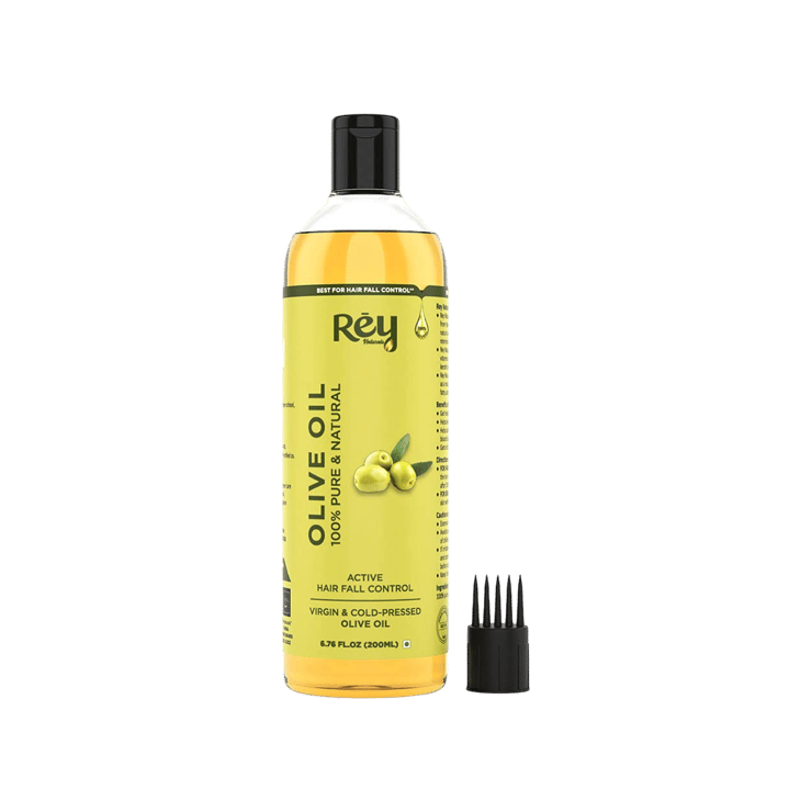 Rey Naturals Virgin & Cold-Pressed Olive Oil for Hairfall Control – 200 ml