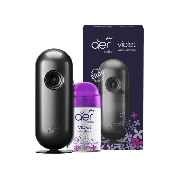 Godrej Aer Matic Air Freshener – Violet Valley Bloom (Machine + Refill) (Violet) – 210 ml + 1 piece