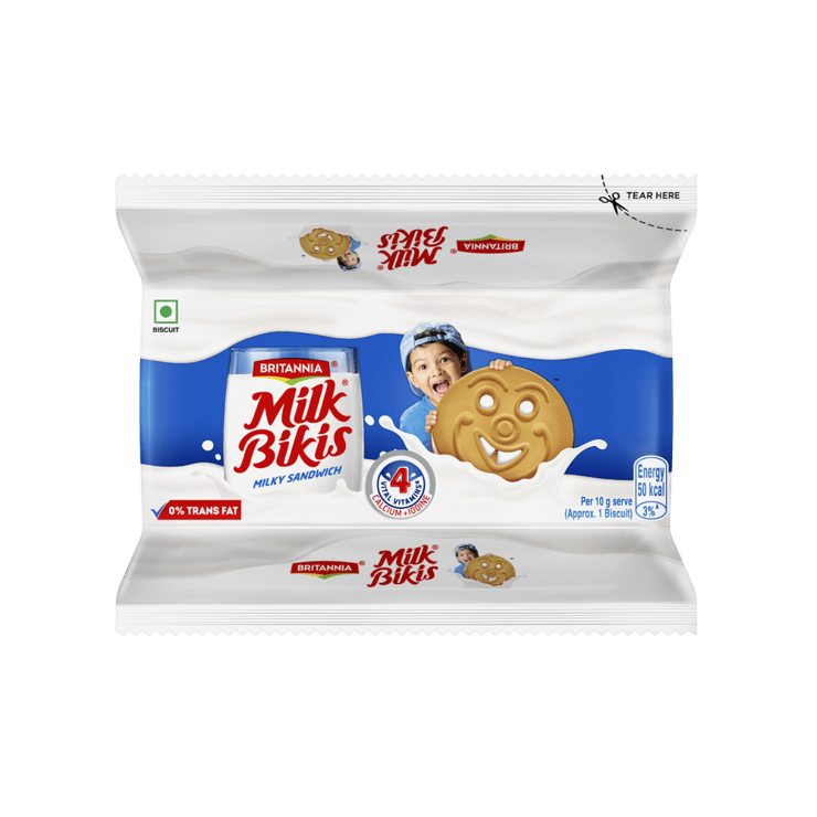 Britannia Milk Bikis Milky Sandwich Creme Biscuits