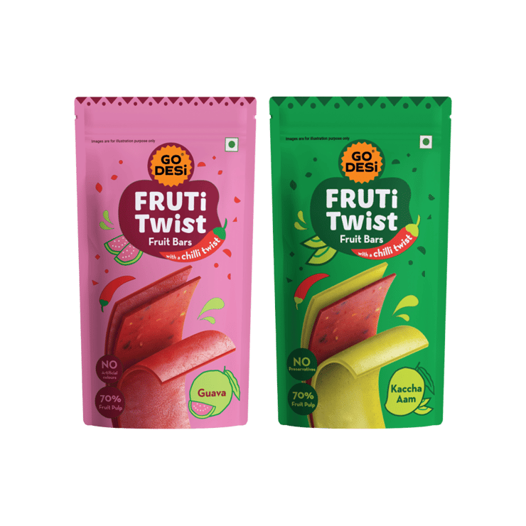 GO DESI Fruti Twist Fruit Bar (Guava) +  Fruti Twist Fruit Bar (Kaccha Aam) Combo – 70 g + 70 g