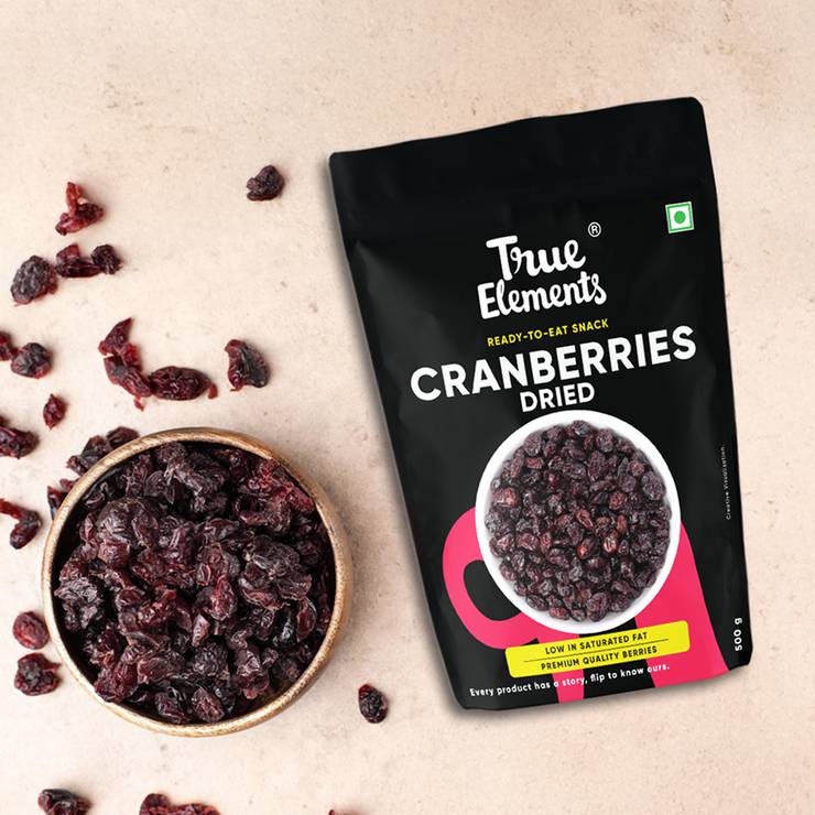 True Elements Whole Dried Cranberries – 125 g