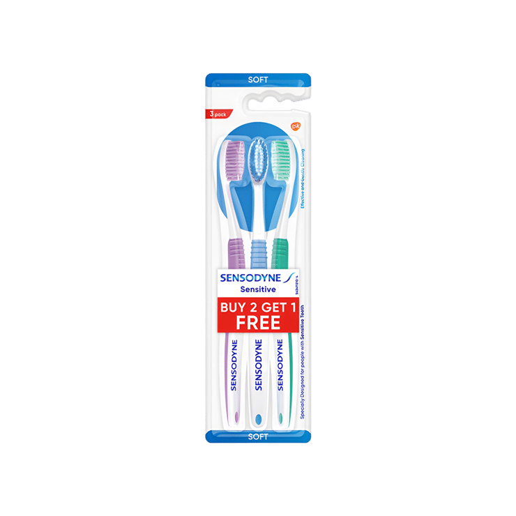 Sensodyne Sensitive Toothbrush (With Soft Rounded Bristles) – Buy 2 Get 1 Free – 1 pack (3 pieces)