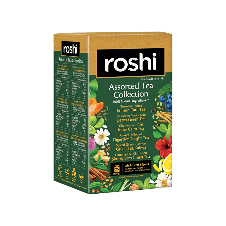 Roshi Assorted Green & Herbal Collection Green Tea Bags – 25 pieces
