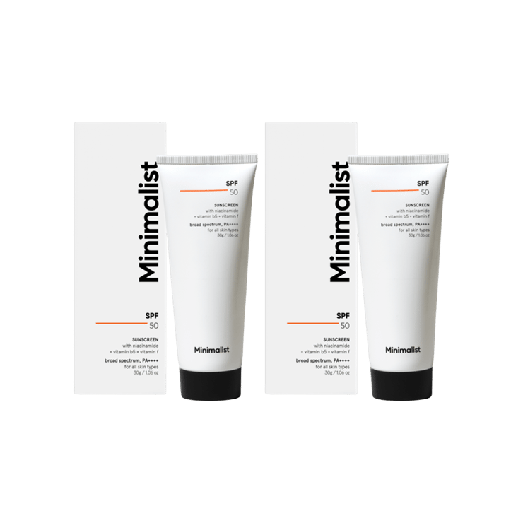 Minimalist Vitamin B5 Sunscreen (SPF 50 PA++++) – Pack of 2 – 2 x 30 g