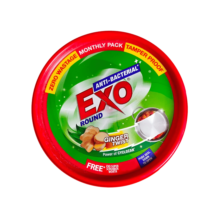 Exo Anti-Bacterial Dishwashing Tub (Ginger Twist) – Free Scrubber – 500 g