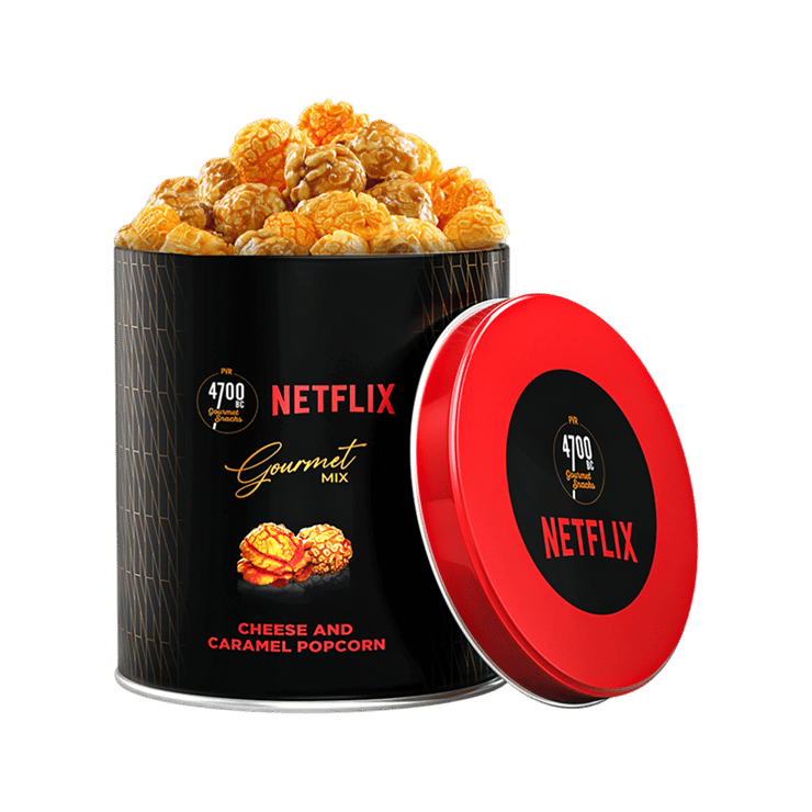 4700BC Netflix Cheese & Caramel Popcorn, Tin – 75 g