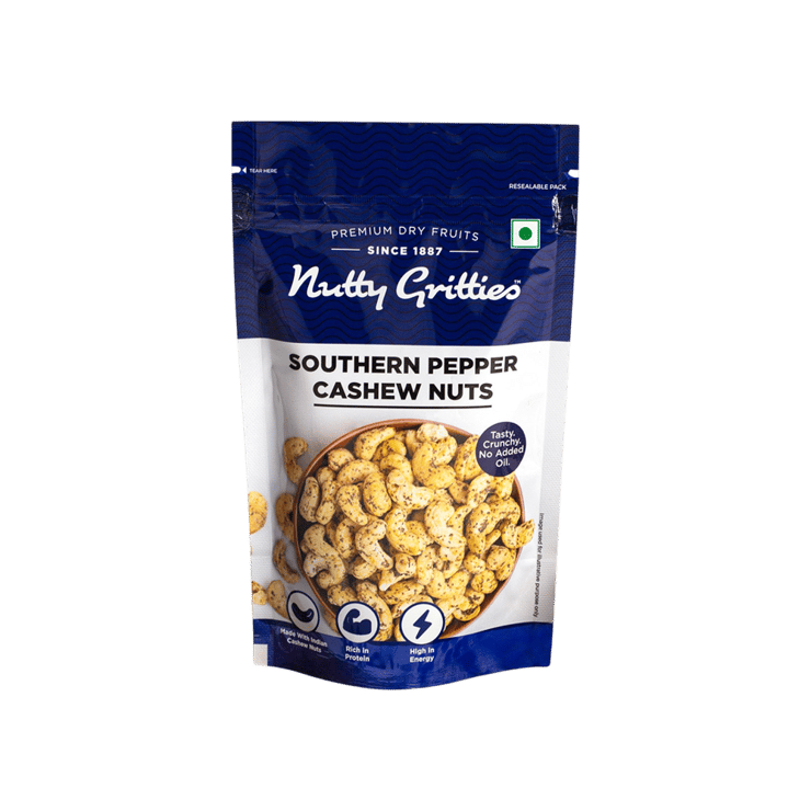 Nutty Gritties Southern Pepper Flavoured Cashew – 100 g