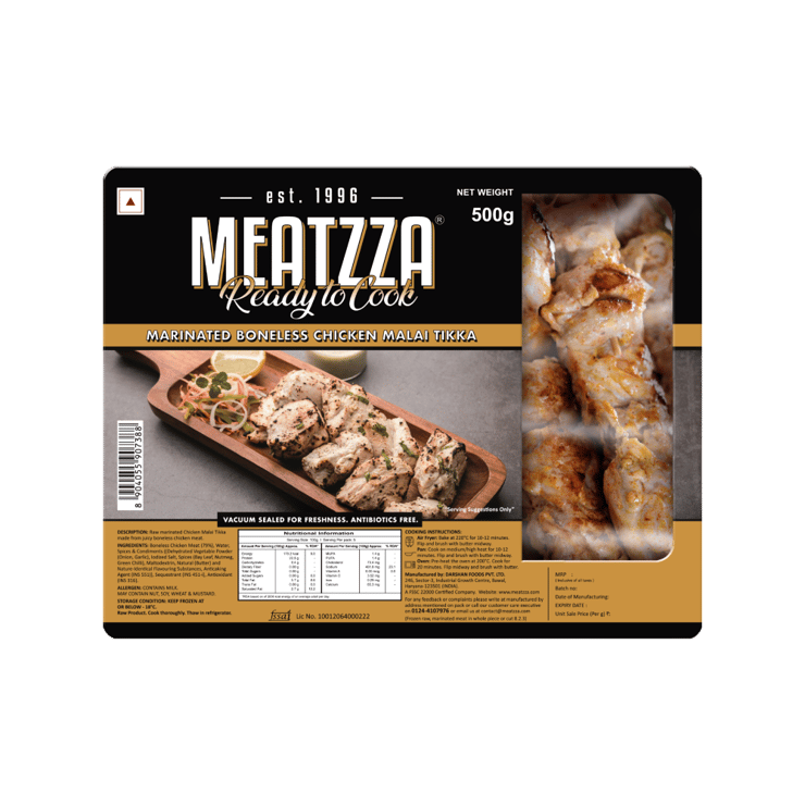 Meatzza Marinated Boneless Malai Chicken Tikka – 500 g