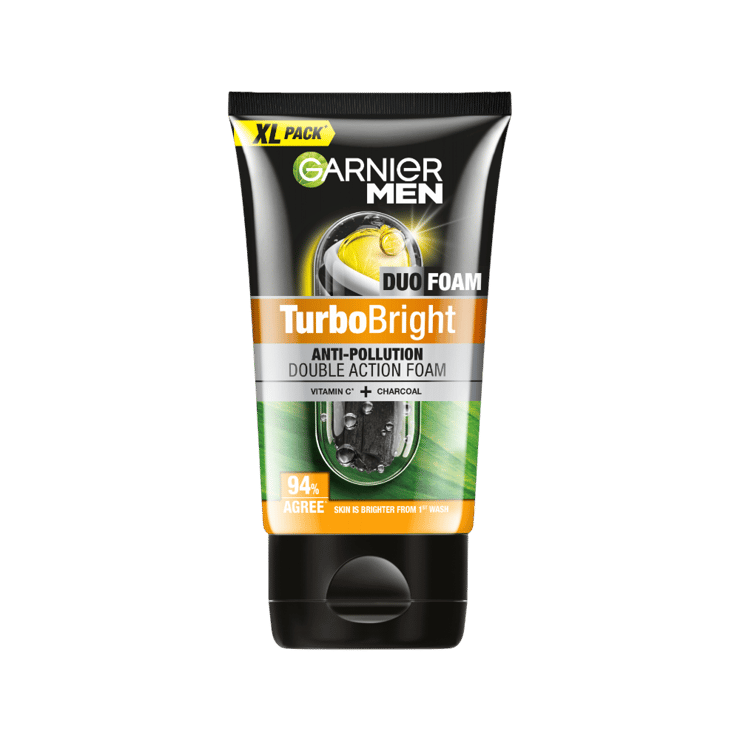 Garnier Men Turbo Bright Anti-Pollution Double Action Face Wash 150 g – 150 g