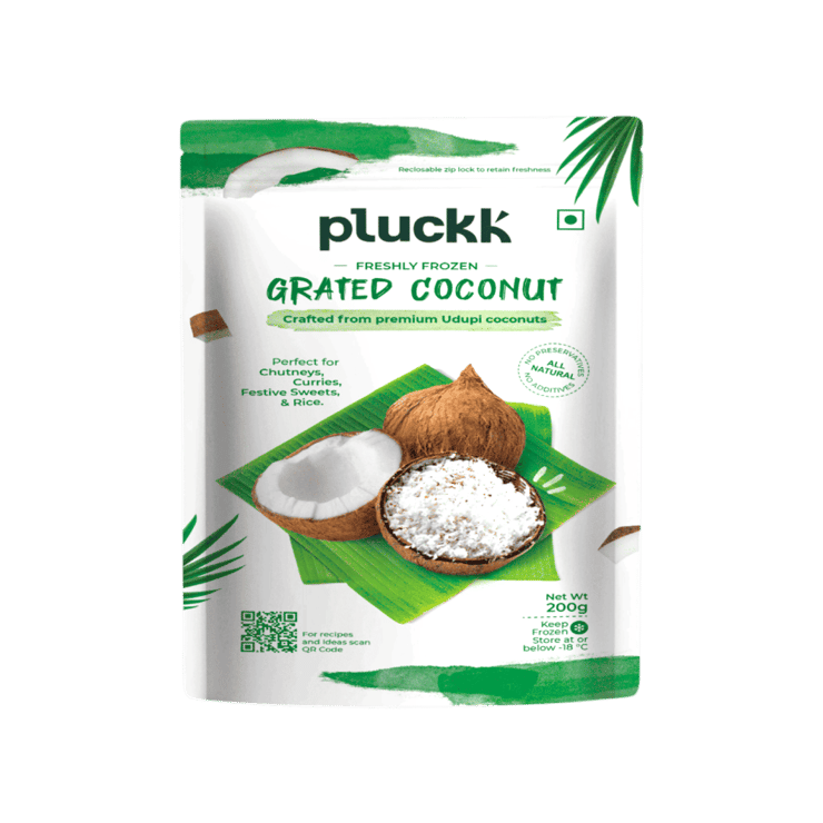 Pluckk Frozen Grated Coconut – 200 g