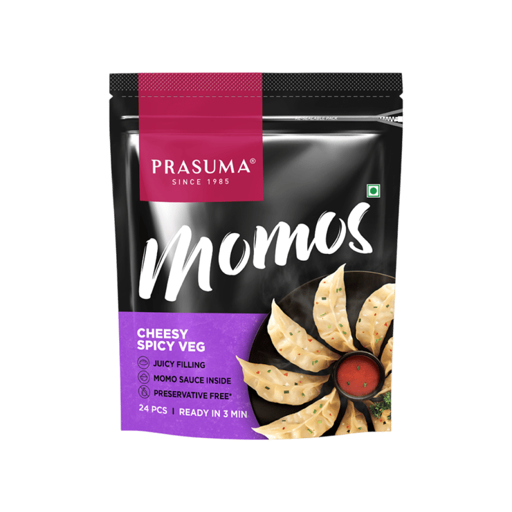 Prasuma Cheesy Spicy Veg Momos – 24 pieces