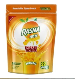 Rasna Insta Mango Instant Drink Mix, Refreshing Mango Flavour Beverage Powder, Easy to Prepare, Perfect for Families, Parties, Gatherings and Everyday Refreshment, 500 g Pack