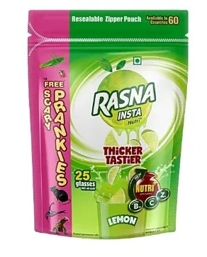 Rasna Instant Lemon Drink Mix, Refreshing Lemon Flavour Beverage Powder, Easy to Prepare, Perfect for Families, Parties, Gatherings and Everyday Refreshment, 500g Pack