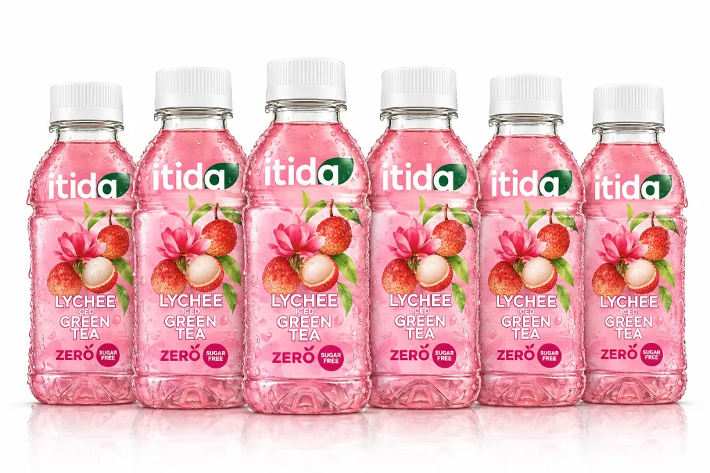 Itida Iced Green Tea Lychee & Rose Kiss, Zero Added Sugar, 200ml Pack of 6, Refreshing Beverage