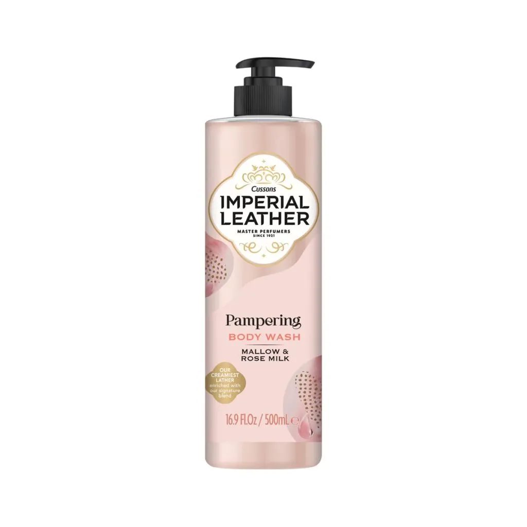 Pampering mallow and rose milk body wash gently cleanses skin, leaving it soft, smooth, fresh, and beautifully scented.