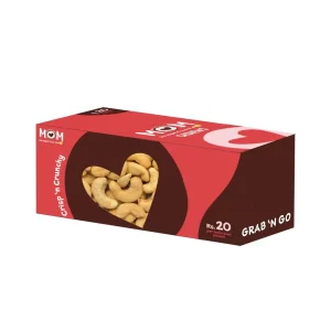 Roasted salted cashews in convenient pouches, offering crunchy texture, delicious taste, and a satisfying anytime snack.