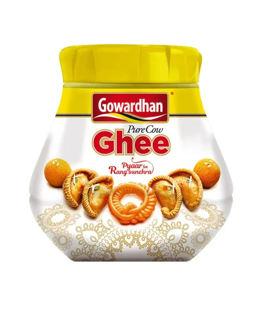 Gowardhan Cow Ghee delivers rich aroma, authentic taste, and wholesome goodness for everyday cooking and meals. 500ml