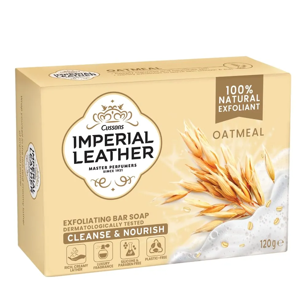 Gentle oatmeal bathing bar cleanses skin effectively, leaving it feeling fresh, smooth, comfortable, nourished, and pleasantly fragrant.