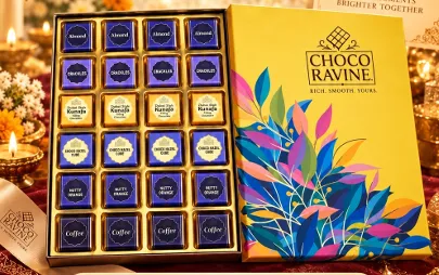 Premium Assorted Kaju Sweet Gift Box with Colorful Floral Packaging for Festivals, Weddings, Celebrations, and Gifting