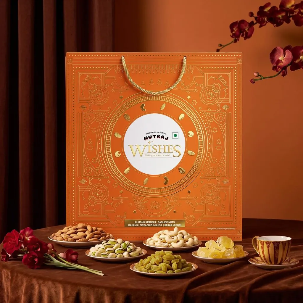 Nutraj Signature Nutraj Wishes Sacred Lotus Bliss Box 500g | Diwali Dry Fruit Gift Box | Gift for Diwali | Diwali Gift Set Chocolate Gift Pack