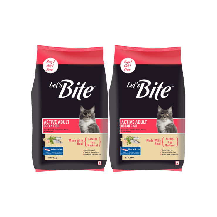Let’s Bite Active Adult Ocean Fish Dry Cat Food – Buy 1 Get 1 Free – 2 x 400 g