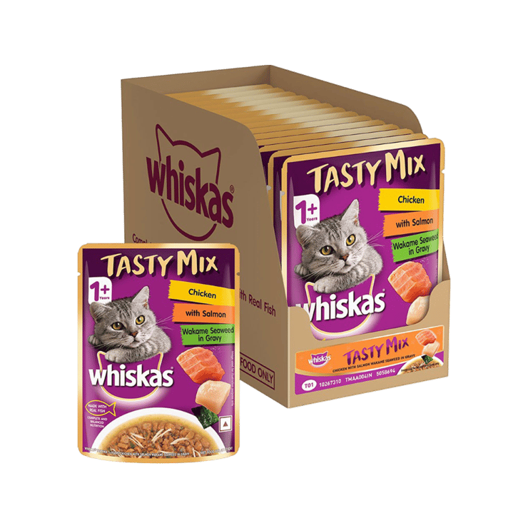 Whiskas Wet Cat Food (Chicken with Salmon Wakame Seaweed in Gravy) – 14 x 70 g
